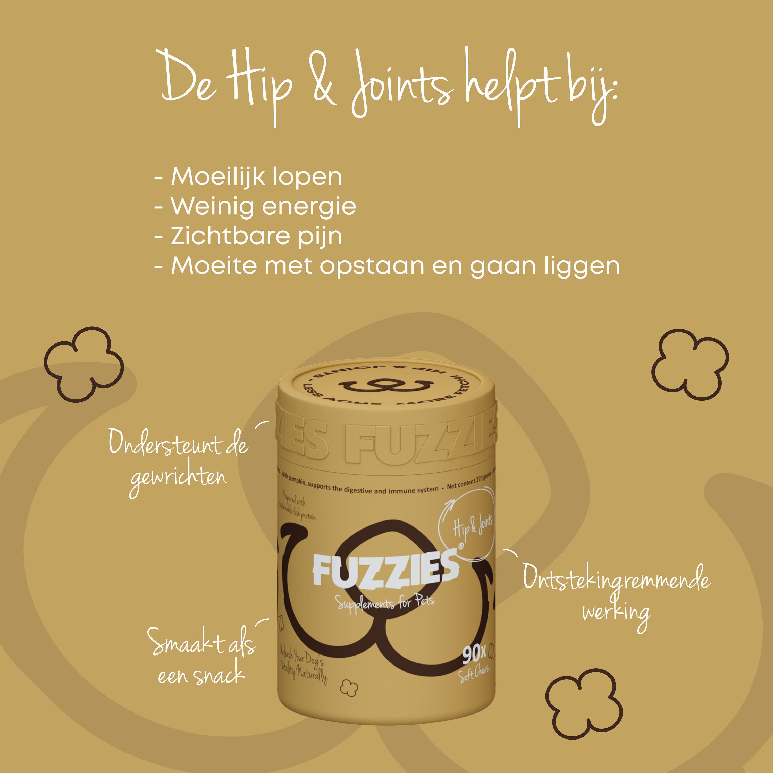 Fuzzies Hip & Joints - Supplement voor hond