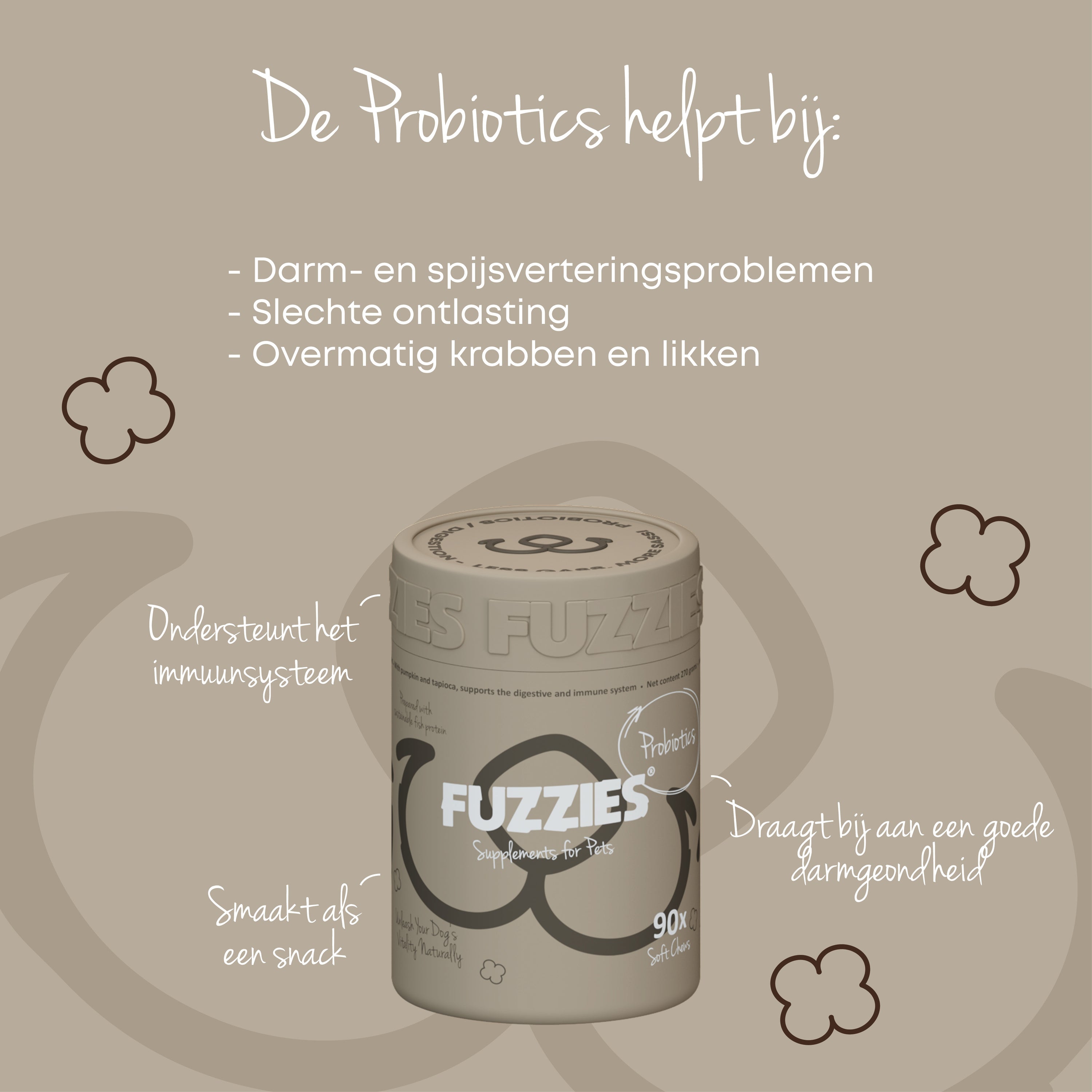 Fuzzies darm Probiotics - Supplement voor hond